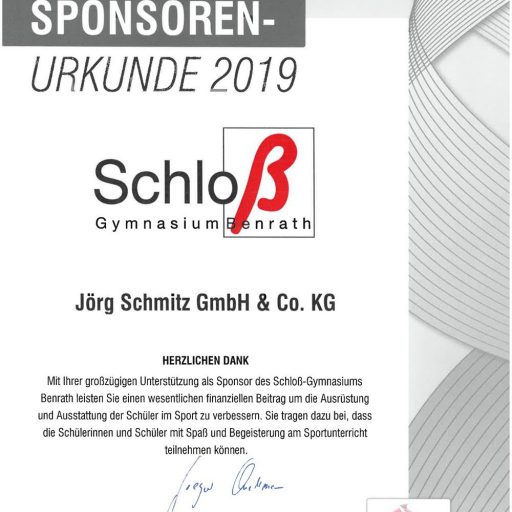 Juli 2019 - Jörg Schmitz als Sponsor des Gymnasiums Benrath