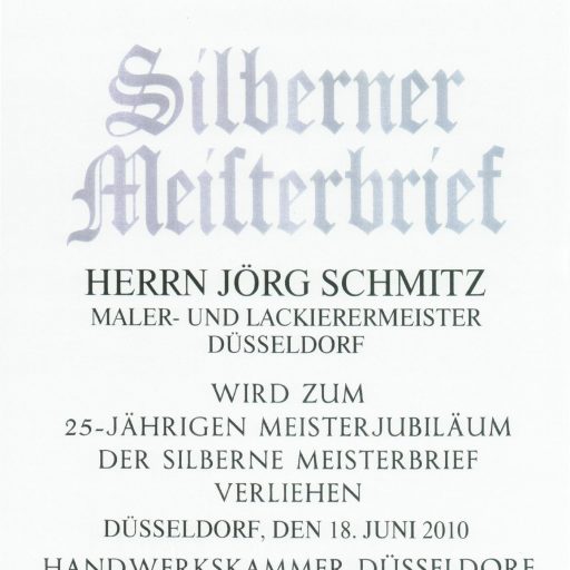 Juni 2010 - Verleihung des silbernen Meisterbriefs